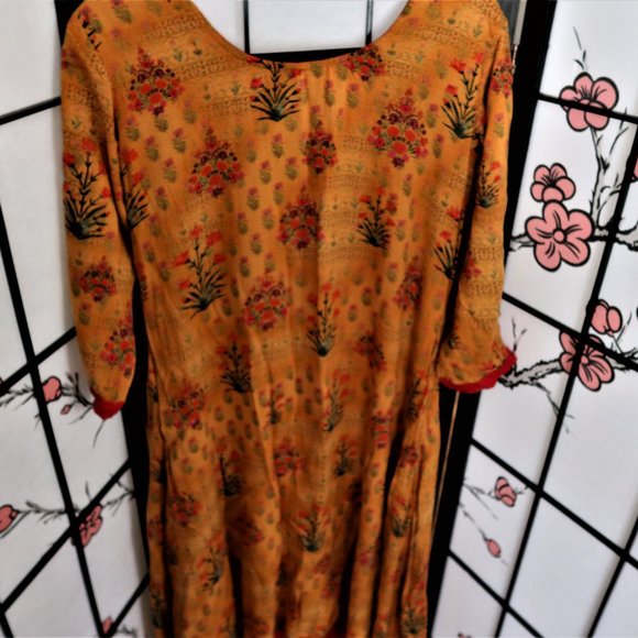 Orange and Yellow Kurta Dress Tunic Large - Picture 7 of 8